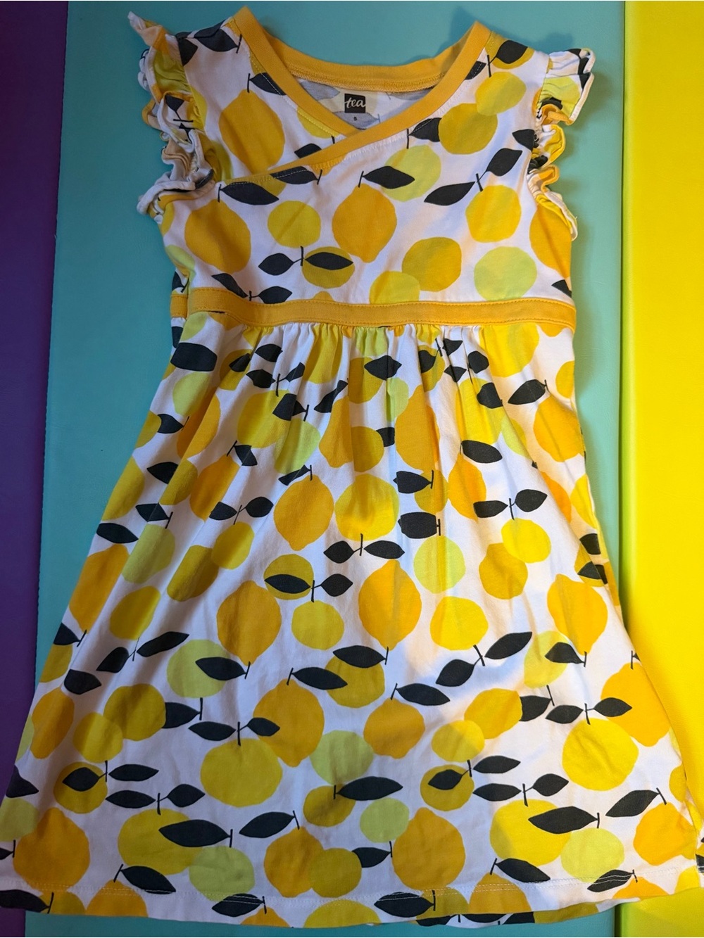 Tea Collection Yellow Lemon-Print Cotton Dress